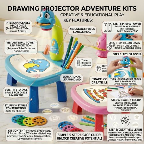 LED Projector Art Painting Table for Kids - VelzaroaeVelzaroae